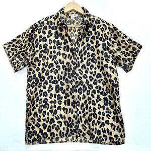 Leopard Print Silk Buttondown Shirt by Stunt Collection